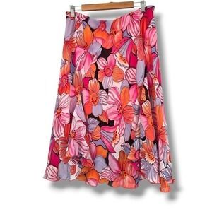 Giorgio Fiorlini Collection Floral‎ Skirt Pink Orange Purple Womens Size XL
